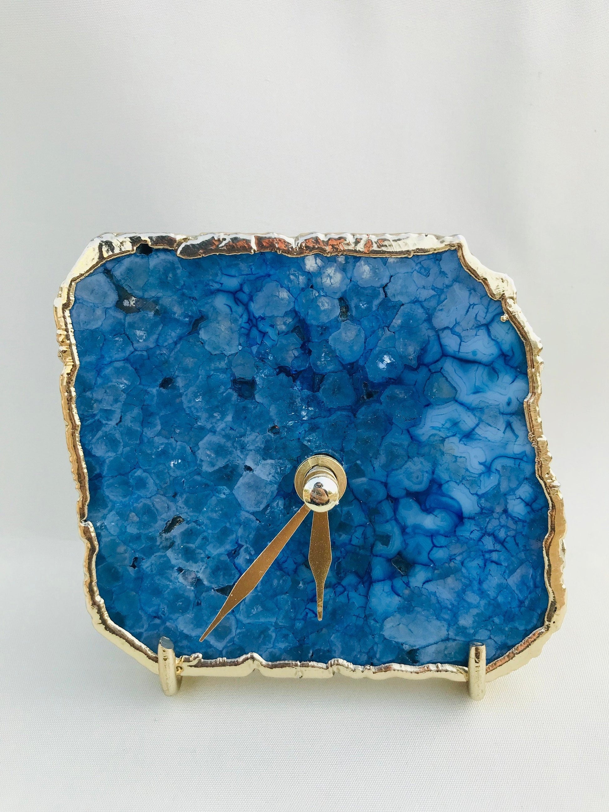 Blue Agate Desk/Wall Clock/Personalised Momento-0