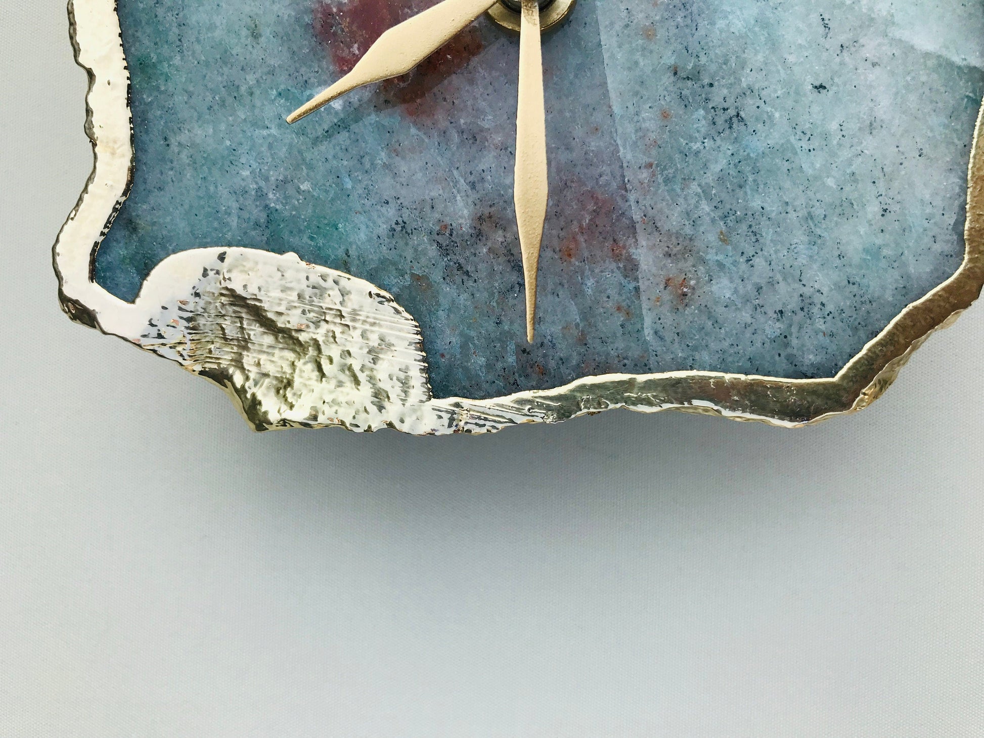 Grey Green Aventurine Agate Desk/Wall Clock/Personalised Momento-3