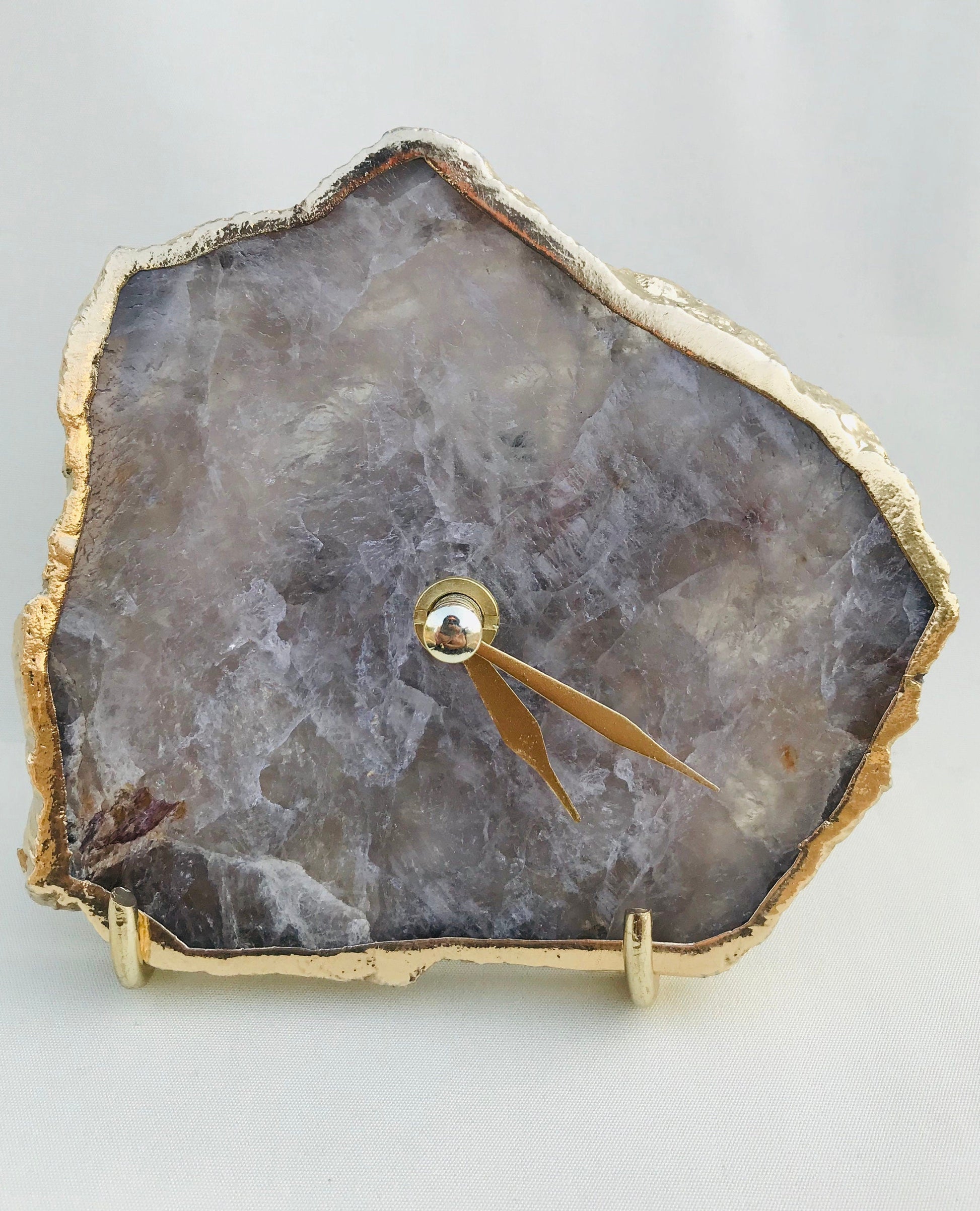 Smoky Grey Agate Desk/Wall Clock/Personalised Momento-0
