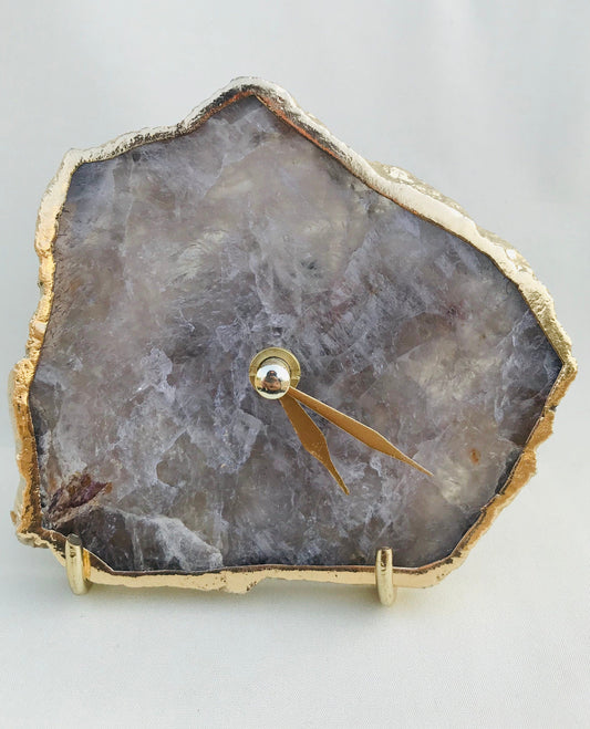 Smoky Grey Agate Desk/Wall Clock/Personalised Momento-0