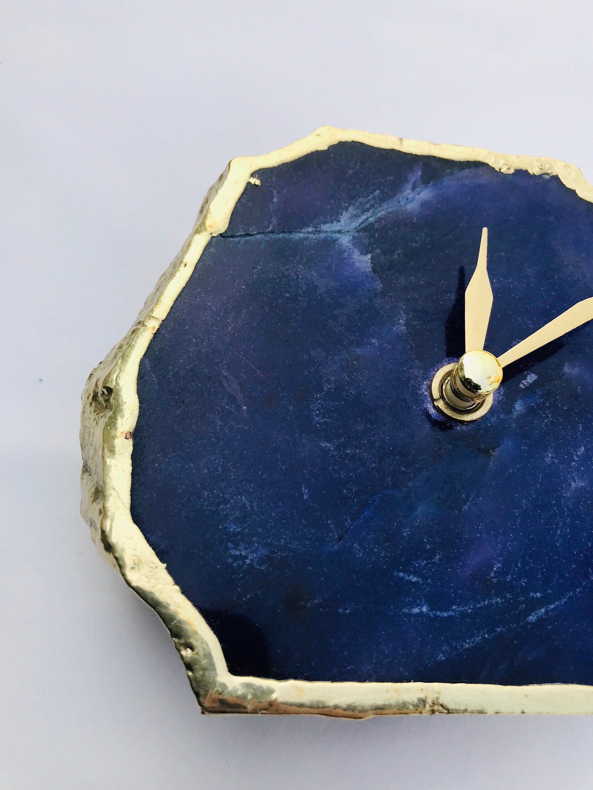 Indigo Blue Agate Desk/Wall Clock, Can be Personalised/Customised/Personalised Momento-2