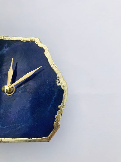 Indigo Blue Agate Desk/Wall Clock, Can be Personalised/Customised/Personalised Momento-3