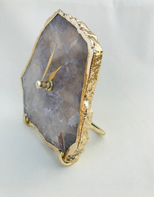 Smoky Grey Agate Desk/Wall Clock/Personalised Momento-1