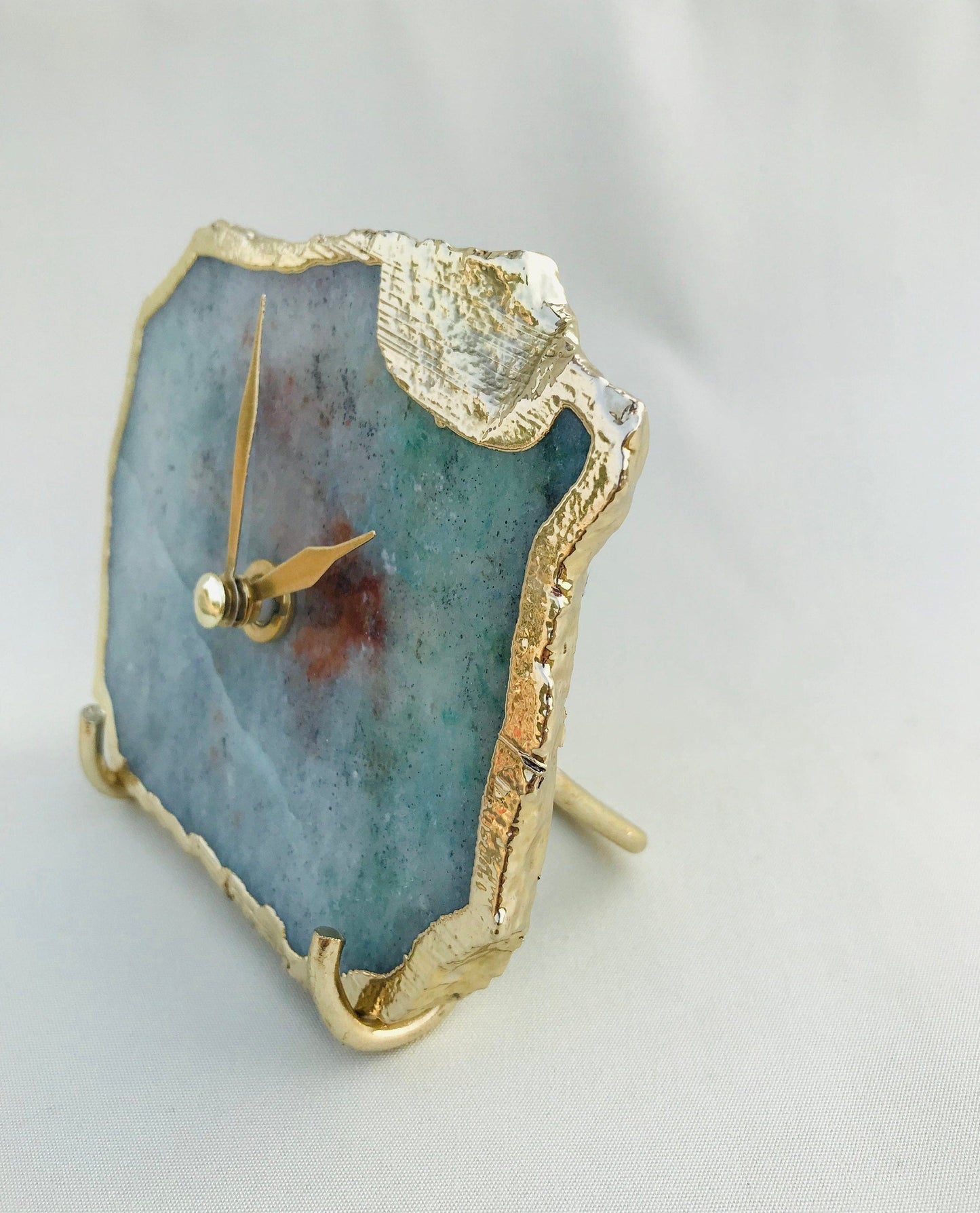 Grey Green Aventurine Agate Desk/Wall Clock/Personalised Momento-1