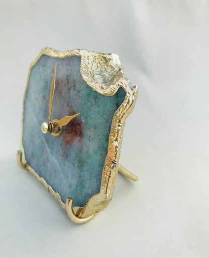 Grey Green Aventurine Agate Desk/Wall Clock/Personalised Momento-1