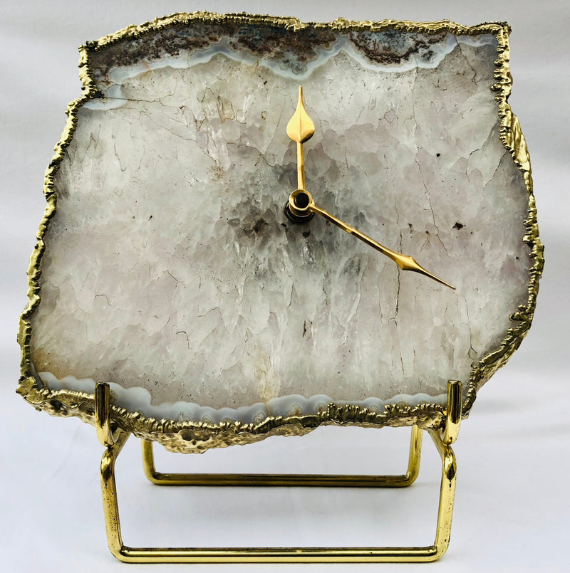 Grey Agate Large Wall/Desk Clock/Personalised Momento-0