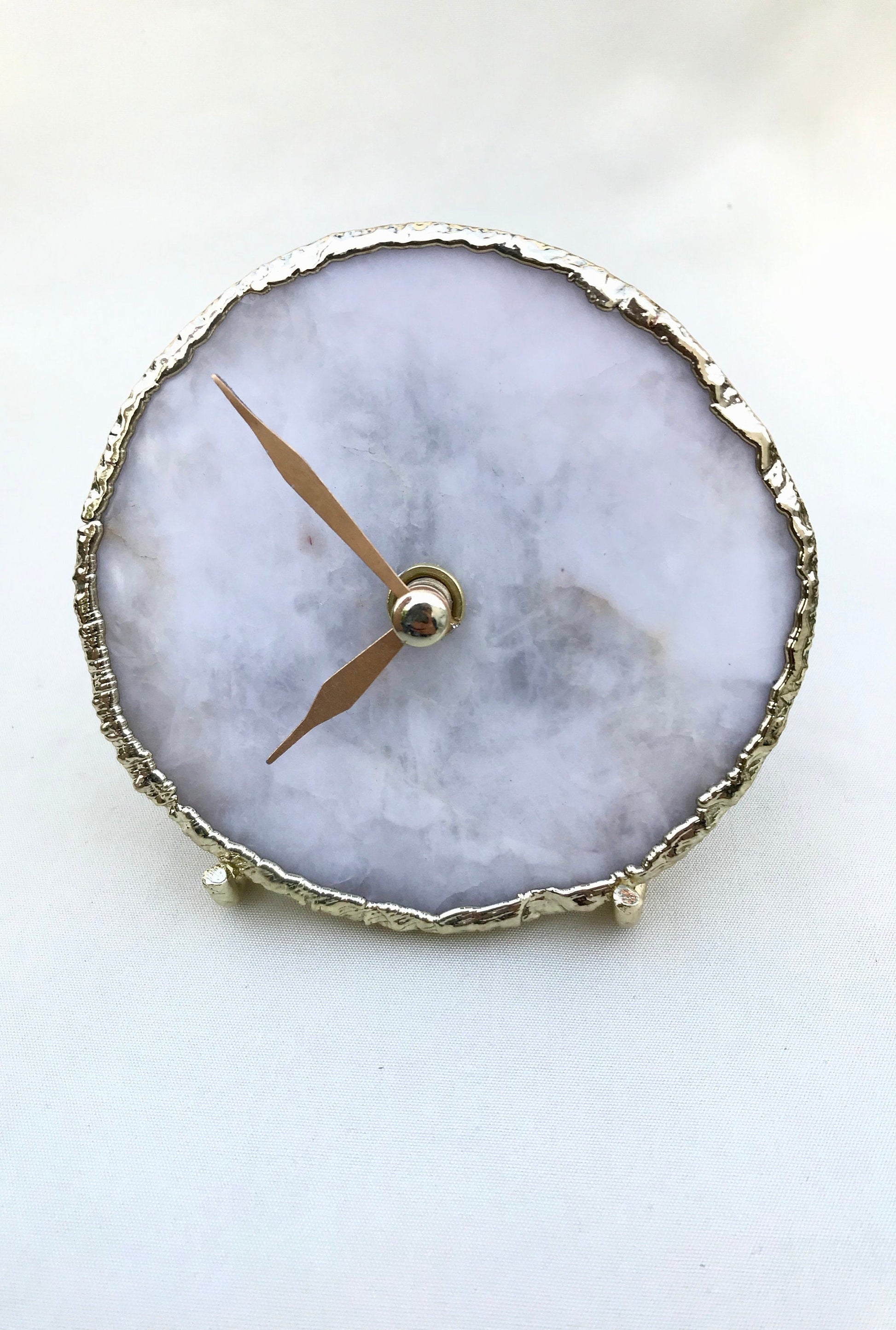 White Agate Desk/Wall Clock/Personalised Momento-0