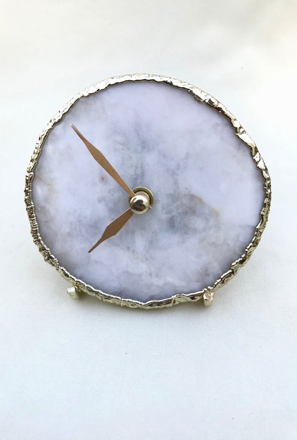 White Agate Desk/Wall Clock/Personalised Momento-0