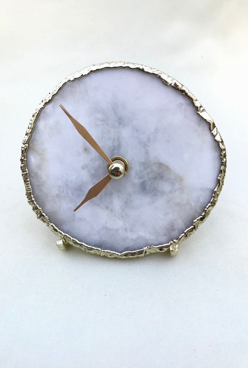 White Agate Desk/Wall Clock/Personalised Momento-0