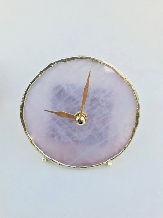Rose Quartz Agate Desk/wall Clock/Personalised Momento-0