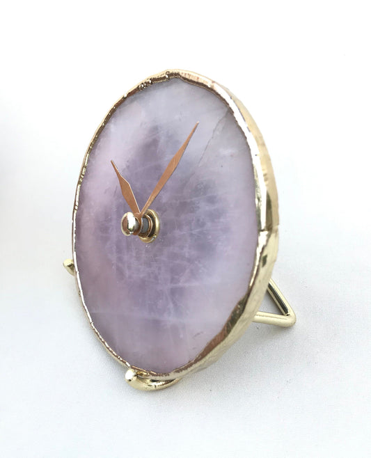 Rose Quartz Agate Desk/wall Clock/Personalised Momento-1