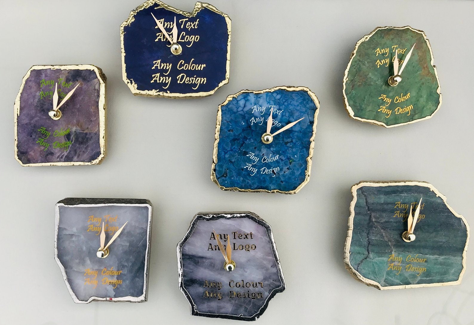 Conglomerate Quartz Large Wall/Desk Clock/Personalised Momento-3