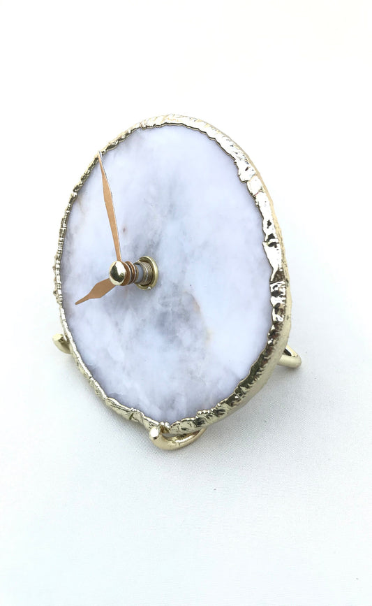 White Agate Desk/Wall Clock/Personalised Momento-1