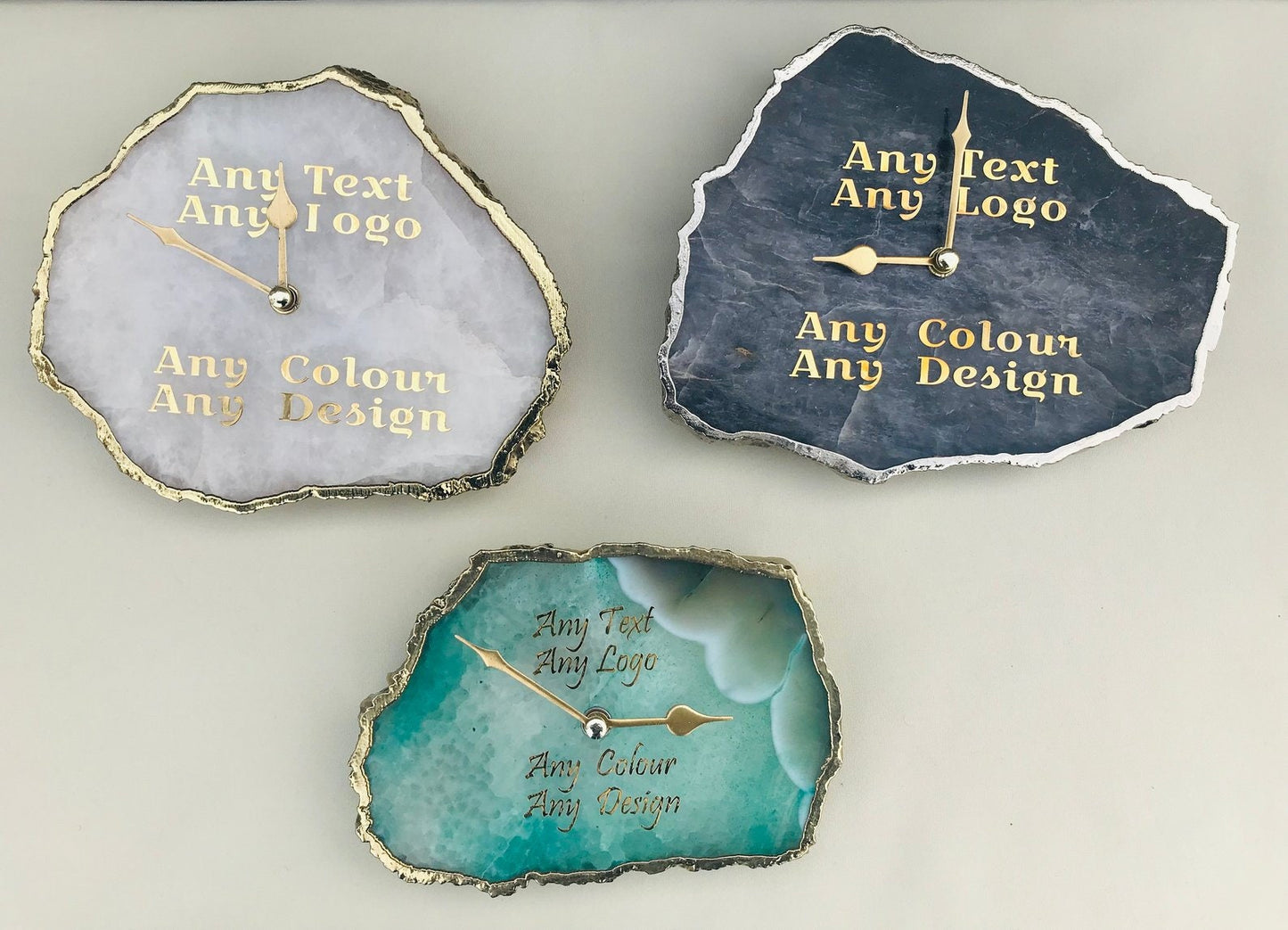 Conglomerate Quartz Large Wall/Desk Clock/Personalised Momento-4