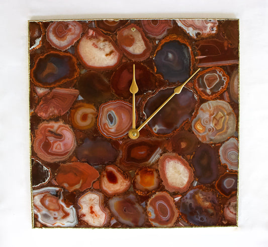 Red Agate Wall Clock | Square-0