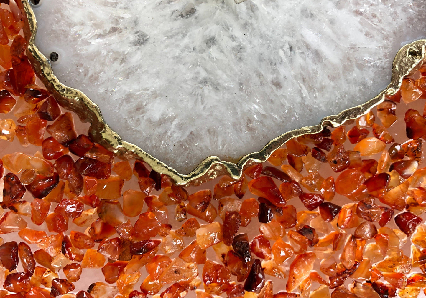 10" Diameter Large Orange Crystal White Agate Wall Clock-3