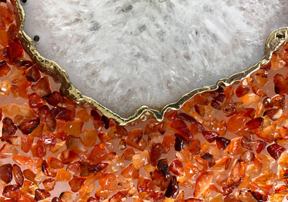 10" Diameter Large Orange Crystal White Agate Wall Clock-3