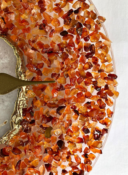 10" Diameter Large Orange Crystal White Agate Wall Clock-2