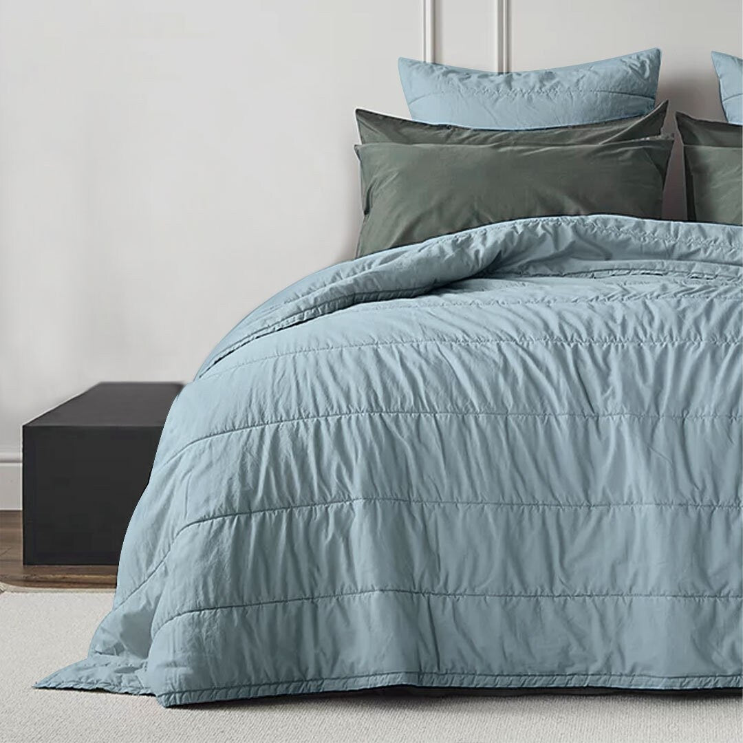 Broad Channel Stitch - Pure Cotton Sateen Quilt Sets-0