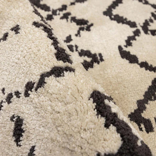 Cream and Black - Handcrafted Rug/Carpet | Pure New Zealand Wool | Hand Tufted | High Pile | High Density | Yarn Dyed-1