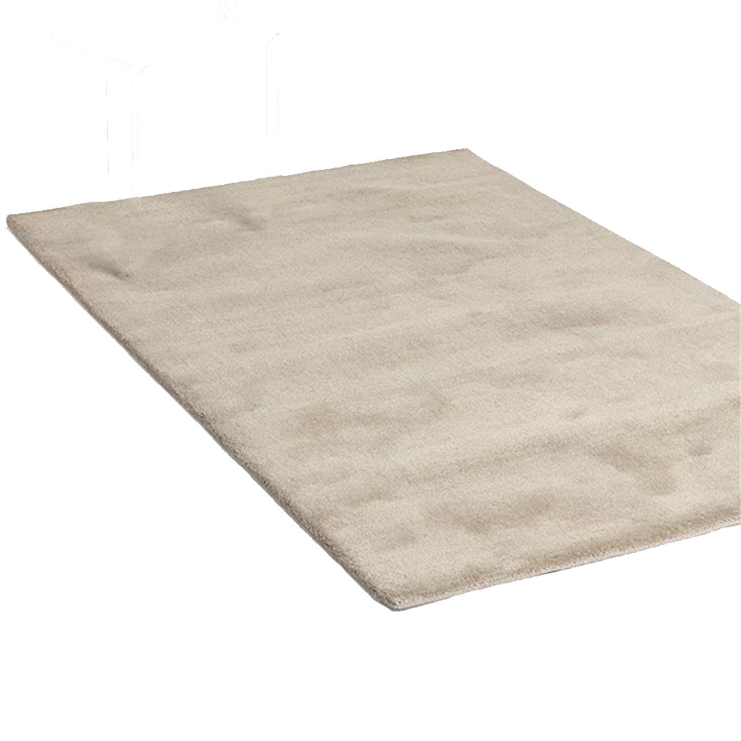 Beige | Solid Color - Handcrafted Rug/Carpet | Pure New Zealand Wool | Hand Tufted | High Pile | High Density | Yarn Dyed-1