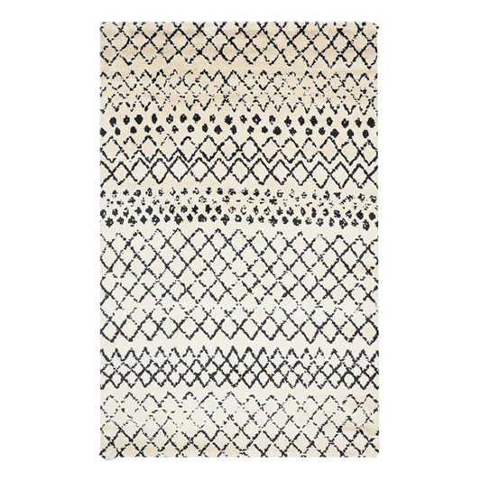 Cream and Black - Handcrafted Rug/Carpet | Pure New Zealand Wool | Hand Tufted | High Pile | High Density | Yarn Dyed-0