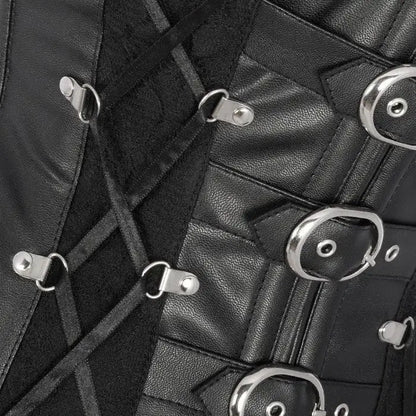 Women’s Black Leather Corset with Crisscross Lacing