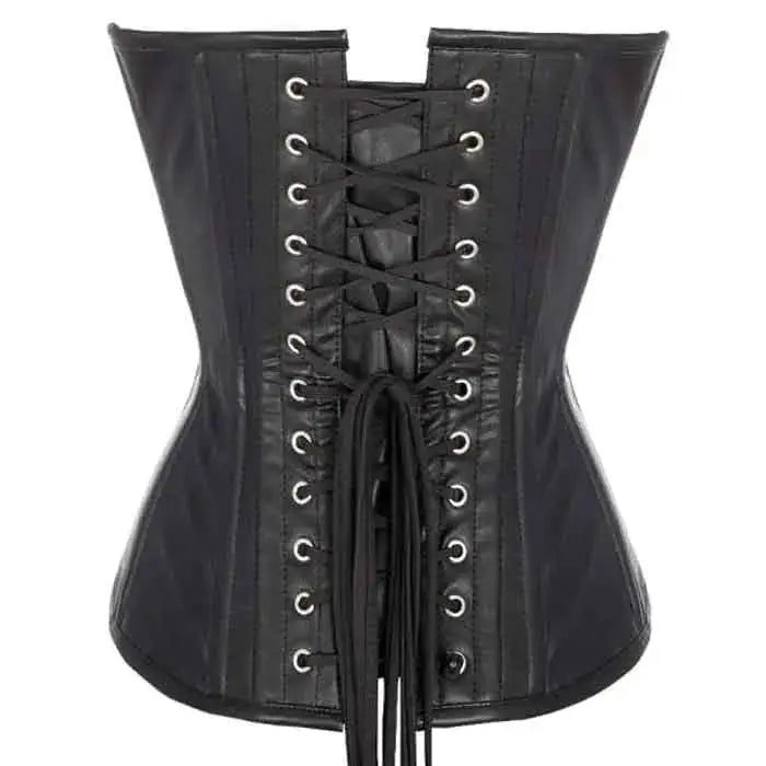 Women’s Black Leather Corset with Crisscross Lacing