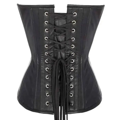 Women’s Black Leather Corset with Crisscross Lacing