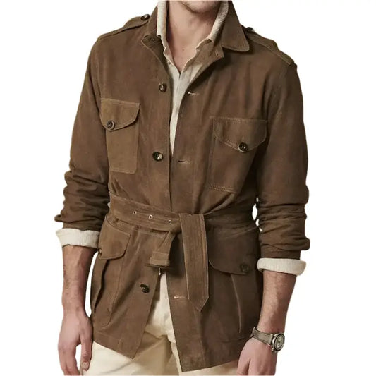 Luxury Suede Safari Jacket with Belt