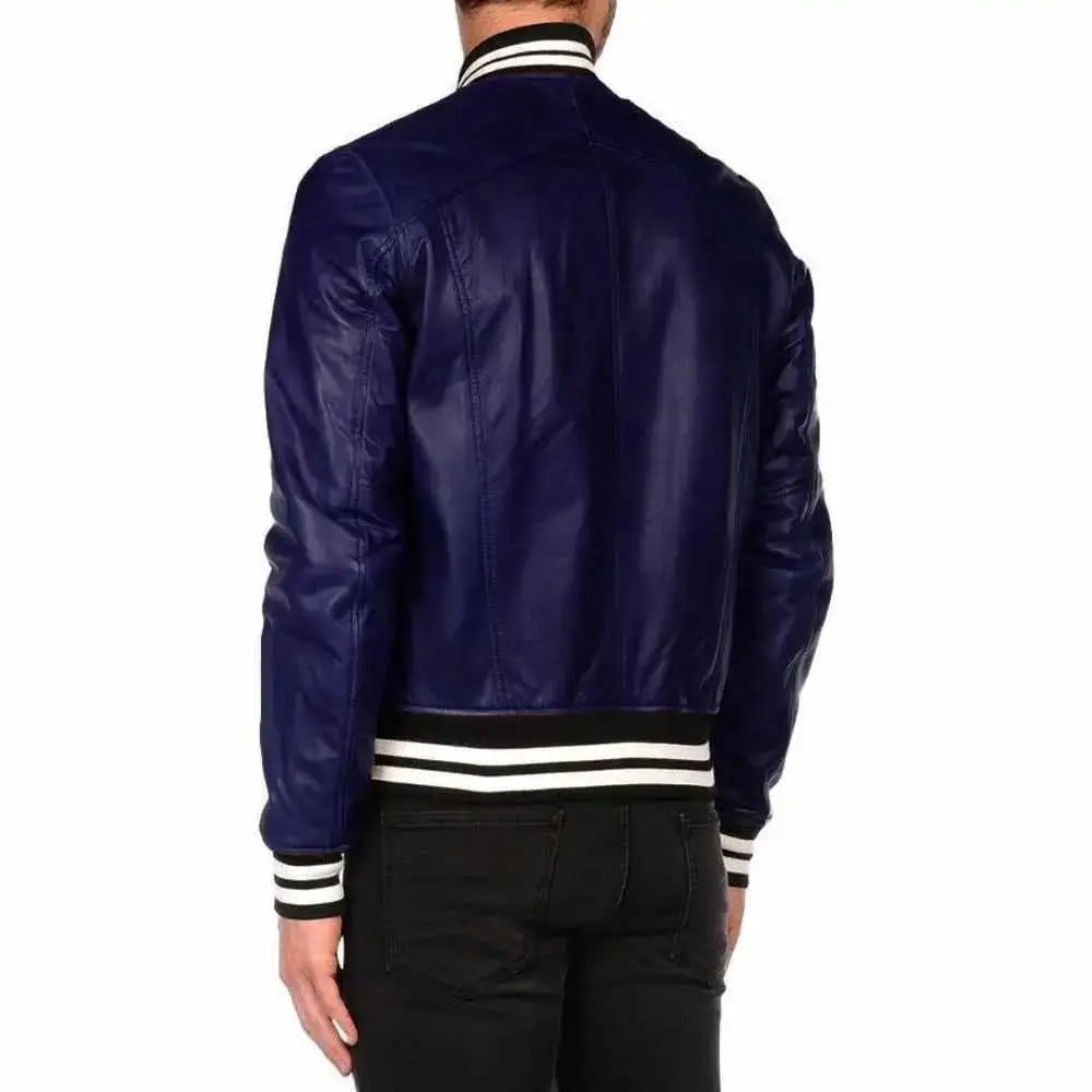 Men's Letterman Varsity Bomber Leather Jacket