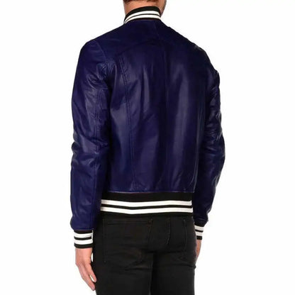 Men's Letterman Varsity Bomber Leather Jacket