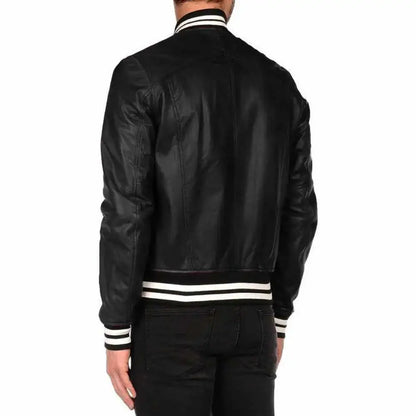 Men's Letterman Varsity Bomber Leather Jacket