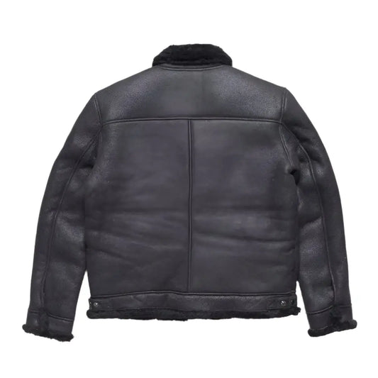Mens Black Shearling Bomber Jacket