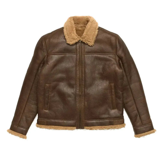Men’s Brown Aviator Shearling Leather Bomber Jacket