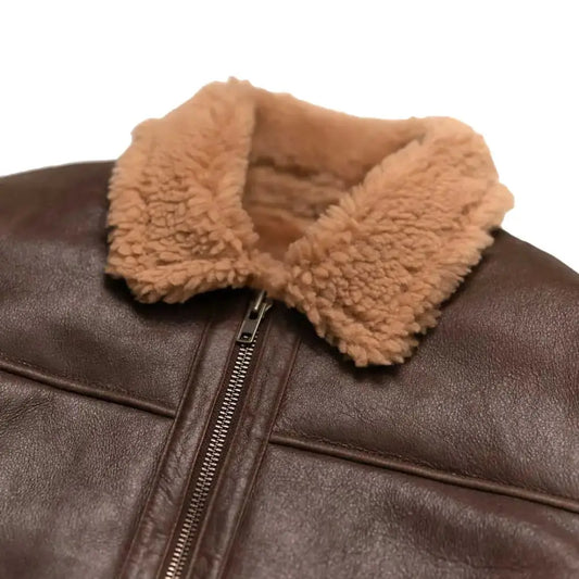 Men’s Brown Aviator Shearling Leather Bomber Jacket