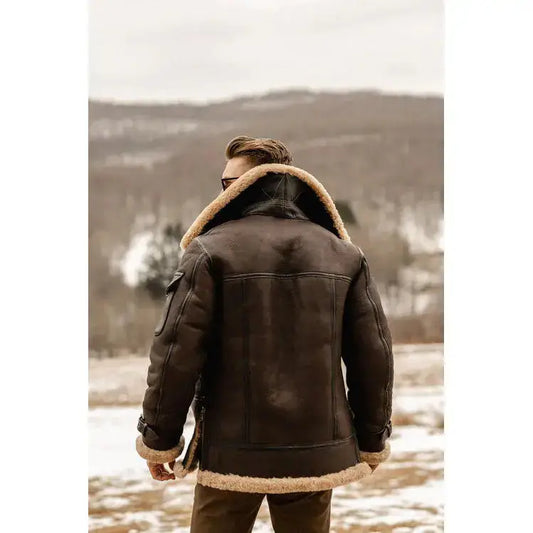 Mens Shearling Leather Aviator Jacket