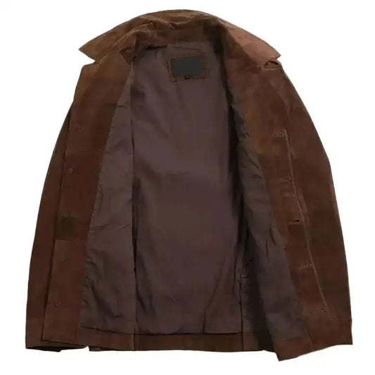 Men’s Classic Suede Blazer Jacket – Genuine Leather Luxury Coat