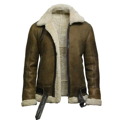 Men’s Flying Bomber Sheepskin Leather Shearling Aviator Jacket
