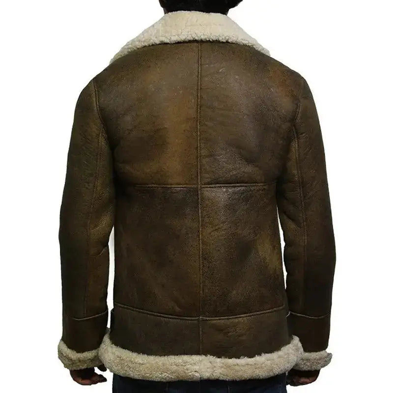 Men’s Flying Bomber Sheepskin Leather Shearling Aviator Jacket