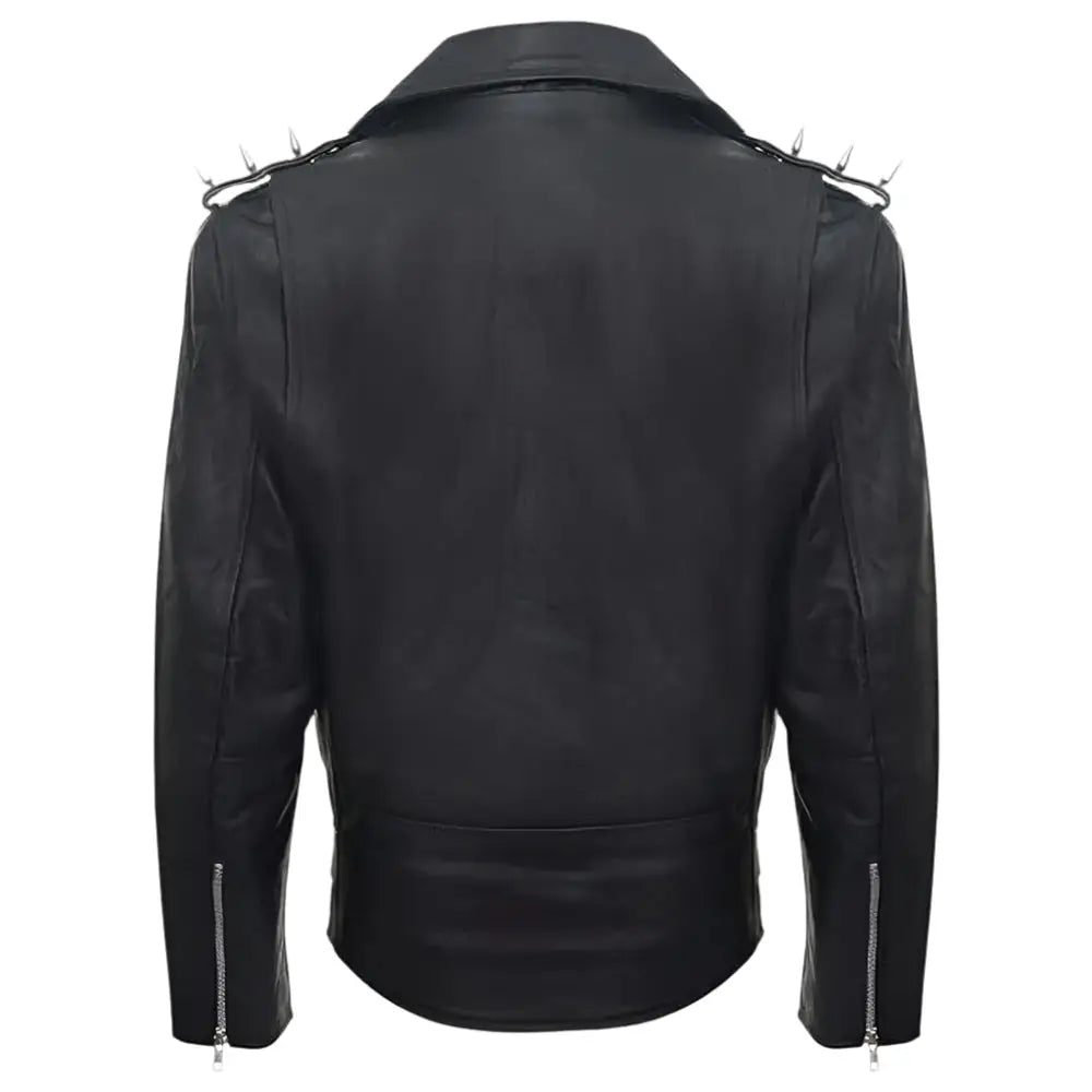 Men’s Fringe Leather Studded Motorcycle Jacket