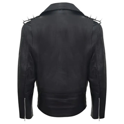 Men’s Fringe Leather Studded Motorcycle Jacket