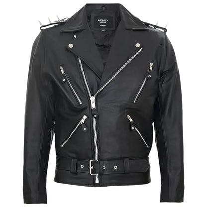 Men’s Fringe Leather Studded Motorcycle Jacket