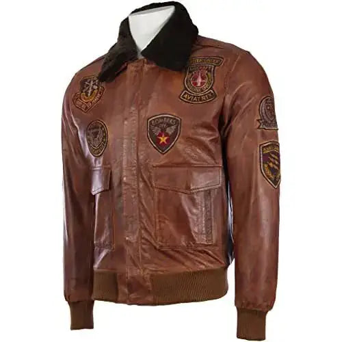 Mens Genuine Leather Aviator Jacket