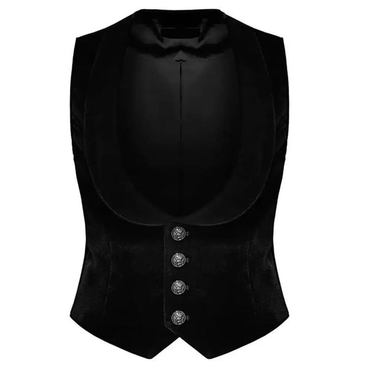 Men’s Gothic Velvet Steampunk Black Waistcoat Vest