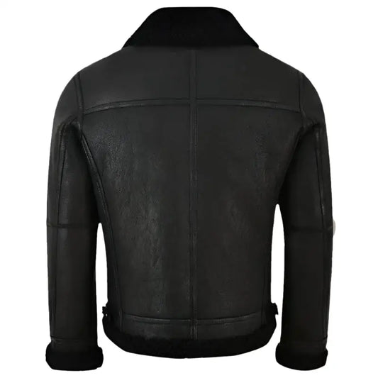 Men’s Jet Black Shearling Leather Jacket