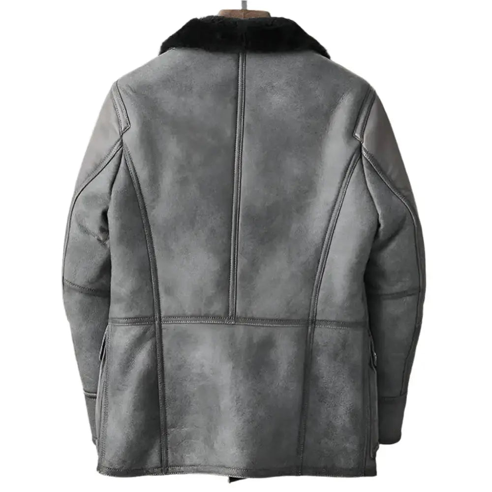 Men’s Metallic Gray B3 Shearling Bomber Jacket