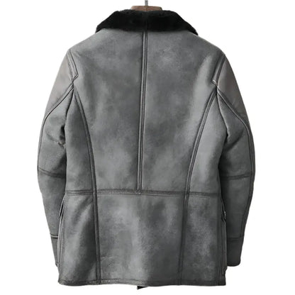 Men’s Metallic Gray B3 Shearling Bomber Jacket