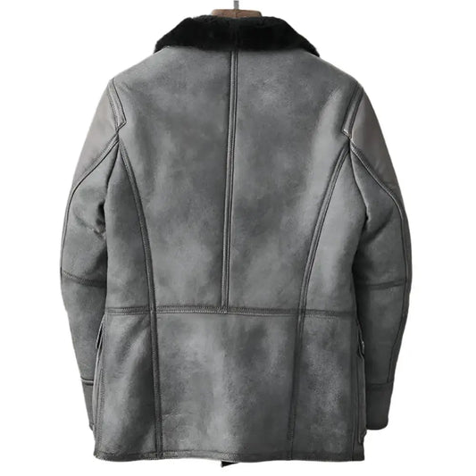 Men’s Metallic Gray B3 Shearling Bomber Jacket