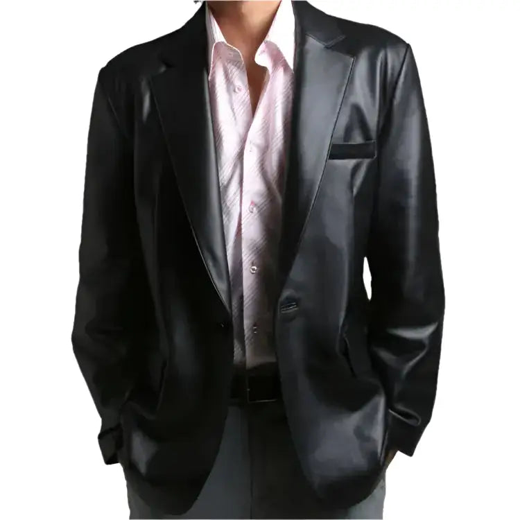 Mens Soft Lambskin Leather Blazer Coat
